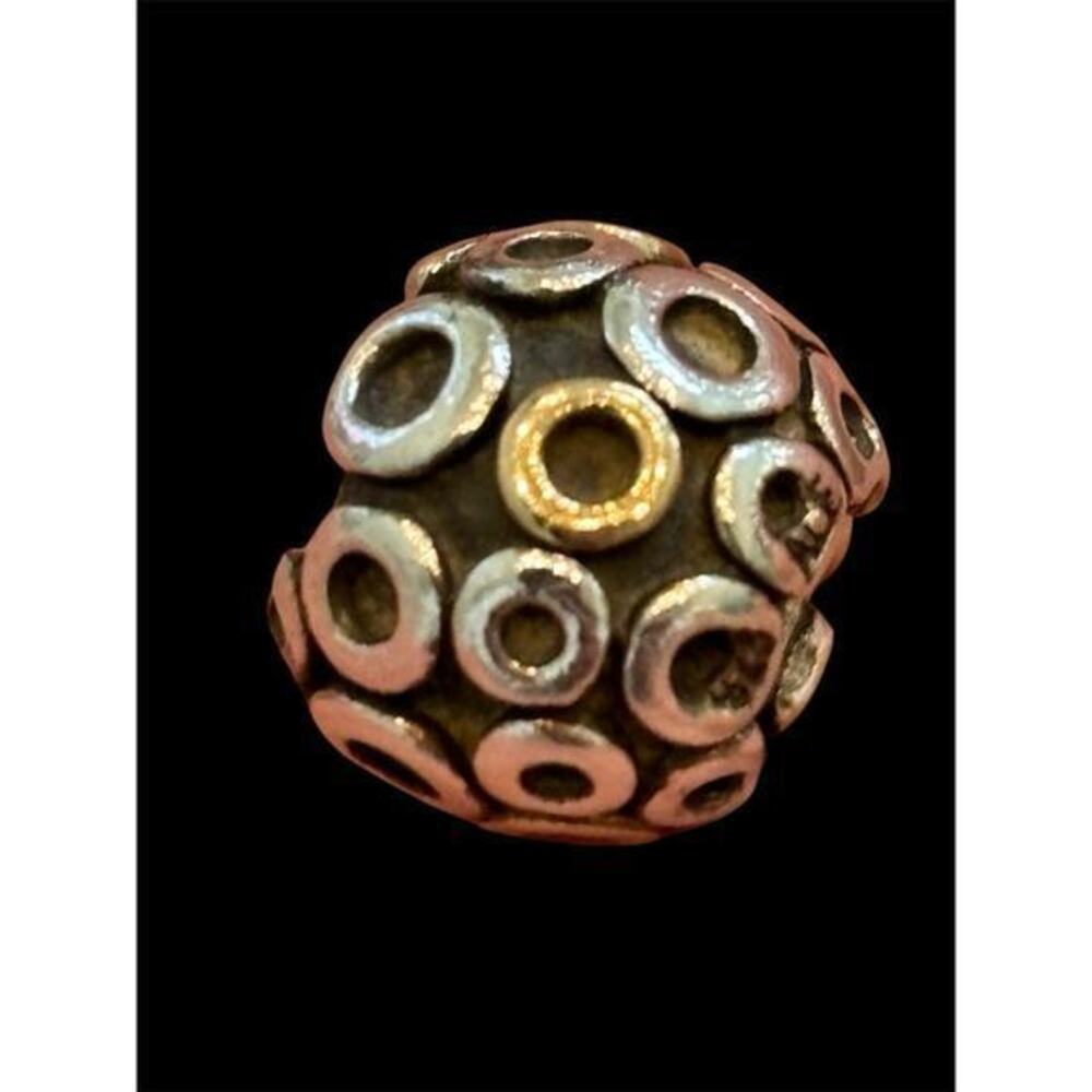Pandora Retired Two Tone Sterling Silver 14k Circles Round Bead Charm 925 ALE